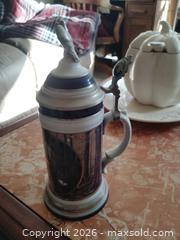 MaxSold Auction: Porcelain Beer Stein with Hinged Pewter Lid, German Hunting Scene - Bailey (Colorado, USA) SELLER MANAGED Estate Sale Online Auction - Badger Lane