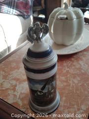 MaxSold Auction: Porcelain Beer Stein with Hinged Pewter Lid, German Hunting Scene - Bailey (Colorado, USA) SELLER MANAGED Estate Sale Online Auction - Badger Lane