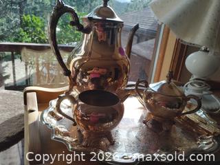 MaxSold Auction: Victorian-Style Silverplated Tea/Coffee Service with Tray - Bailey (Colorado, USA) SELLER MANAGED Estate Sale Online Auction - Badger Lane