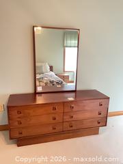 MaxSold Auction: Mid-Century Solid Wood Dresser and Nightstand with Mirror, Warm Brown - Thames Centre (Ontario, Canada) PARTNER MANAGED Estate Sale Online Auction - Wheeler Avenue