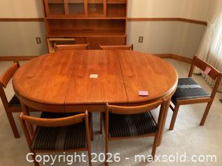MaxSold Auction: Mid-Century Teak Oval Extendable Dining Table with 6 Chairs - Thames Centre (Ontario, Canada) PARTNER MANAGED Estate Sale Online Auction - Wheeler Avenue