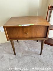 MaxSold Auction: Mid-Century Modern Nightstand, Bookcase & Teak Stool Lot - New Westminster (British Columbia, Canada) PARTNER MANAGED Downsizing Online Auction - Laguna Court (CONDO)