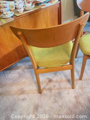 MaxSold Auction: Pair of Mid-Century Modern Teak Dining Chairs with Green Seats - New Westminster (British Columbia, Canada) PARTNER MANAGED Downsizing Online Auction - Laguna Court (CONDO)
