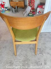 MaxSold Auction: Pair of Mid-Century Teak Dining Chairs with Green Woven Upholstery - New Westminster (British Columbia, Canada) PARTNER MANAGED Downsizing Online Auction - Laguna Court (CONDO)