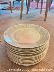 MaxSold Auction: Porcelain Dinnerware Set — White with Grey Geometric Border - New Westminster (British Columbia, Canada) PARTNER MANAGED Downsizing Online Auction - Laguna Court (CONDO)