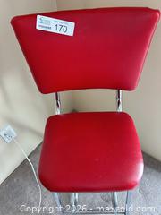 MaxSold Auction: Red Retro Kitchen Stool with Chrome Frame - New Westminster (British Columbia, Canada) PARTNER MANAGED Downsizing Online Auction - Laguna Court (CONDO)