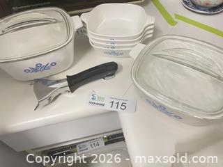MaxSold Auction: Vintage CorningWare Blue Cornflower Covered Casseroles & 4 Handled Bowls - New Westminster (British Columbia, Canada) PARTNER MANAGED Downsizing Online Auction - Laguna Court (CONDO)