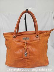 MaxSold Auction: Marc Jacob Burnt Orange Leather Frog  Fob Tote Shoulder Handbag  - Toronto (Ontario, Canada) PARTNER MANAGED Reseller Online Auction - Queen Street West