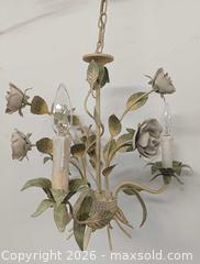 MaxSold Auction: Vintage MCM Italian Tole Hand painted Floral & Leaves Chandelier  - Toronto (Ontario, Canada) PARTNER MANAGED Reseller Online Auction - Queen Street West