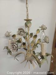 MaxSold Auction: Vintage MCM Italian Tole Hand painted Floral & Leaves Chandelier  - Toronto (Ontario, Canada) PARTNER MANAGED Reseller Online Auction - Queen Street West