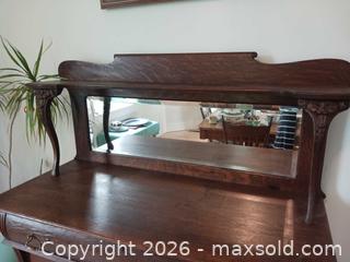 MaxSold Auction: Antique Oak Art Nouveau Buffet / Sideboard with Attached Mirror - Ottawa (Ontario, Canada) SELLER MANAGED Moving Online Auction - Bank Street