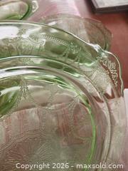 MaxSold Auction: Green Uranium Depression Glass Serving Platter/Bowl Lot of 4 - Ottawa (Ontario, Canada) SELLER MANAGED Moving Online Auction - Bank Street