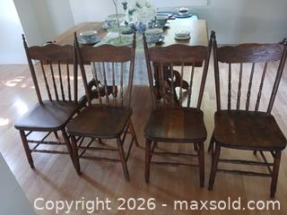 MaxSold Auction: Set of 4 Vintage Solid Wood Spindle-Back Dining Chairs - Ottawa (Ontario, Canada) SELLER MANAGED Moving Online Auction - Bank Street