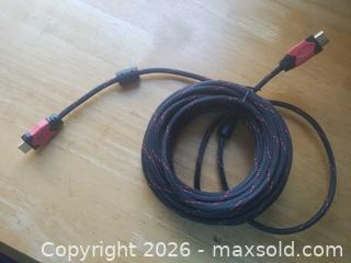 MaxSold Auction: 25 ft Braided HDMI Cable (HDMI Male-to-Male) Black/Red - San Mateo (California, USA) SELLER MANAGED Moving Online Auction - Seville Way
