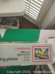 MaxSold Auction: Ceaco 1000-piece Jigsaw Puzzle Birds / Lovebirds - San Mateo (California, USA) SELLER MANAGED Moving Online Auction - Seville Way