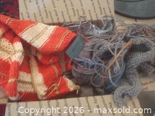 MaxSold Auction: Handmade Wool/Acrylic Blend Scarf with Loose Yarn & Project - San Mateo (California, USA) SELLER MANAGED Moving Online Auction - Seville Way