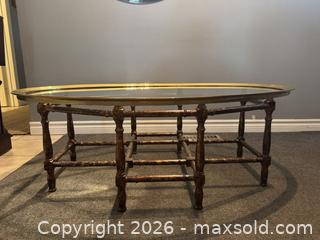 MaxSold Auction: MCM Baker Furniture Hollywood Regency faux bamboo coffee table featuring a glass top  - Toronto (Ontario, Canada) SELLER MANAGED Reseller Online Auction - Kempsell Crescent