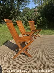 MaxSold Auction: Set of 3 Teak folding chairs  - Toronto (Ontario, Canada) SELLER MANAGED Reseller Online Auction - Kempsell Crescent