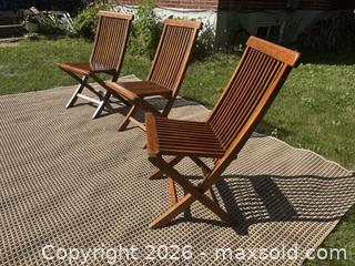 MaxSold Auction: Set of 3 Teak folding chairs  - Toronto (Ontario, Canada) SELLER MANAGED Reseller Online Auction - Kempsell Crescent
