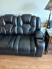 MaxSold Auction: Black Faux Leather 3-Seater Power Recliner Sofa - Cambridge (Ontario, Canada) PARTNER MANAGED Downsizing Online Auction - Lena Crescent (CONDO)