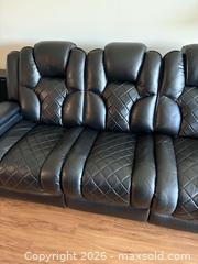 MaxSold Auction: Black Faux Leather 3-Seater Power Recliner Sofa - Cambridge (Ontario, Canada) PARTNER MANAGED Downsizing Online Auction - Lena Crescent (CONDO)