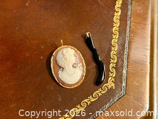 MaxSold Auction: 14k Gold Cameo Pendant + Black Coral Branch Pendant - Hamilton (Ontario, Canada) SELLER MANAGED Estate Sale Online Auction - Gertrude Street