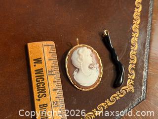 MaxSold Auction: 14k Gold Cameo Pendant + Black Coral Branch Pendant - Hamilton (Ontario, Canada) SELLER MANAGED Estate Sale Online Auction - Gertrude Street