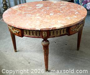 MaxSold Auction: Fine Spanish Louis XVI Style Mahogany & Breccia Marble Centre Table – Made in Spain - Hamilton (Ontario, Canada) SELLER MANAGED Estate Sale Online Auction - Gertrude Street