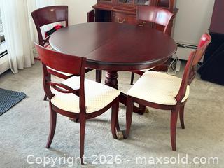 MaxSold Auction: Mahogany Finish Dining Room Table and 4 Chairs + 2 Extending Leaves - Hamilton (Ontario, Canada) SELLER MANAGED Estate Sale Online Auction - Gertrude Street