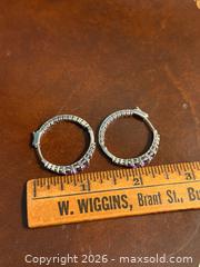 MaxSold Auction: Pair of Sterling Silver Hoop Earrings with Purple Gemstones - Hamilton (Ontario, Canada) SELLER MANAGED Estate Sale Online Auction - Gertrude Street
