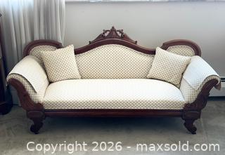 MaxSold Auction: Victorian Rococo Revival Walnut Carved Sofa with Original Casters - Hamilton (Ontario, Canada) SELLER MANAGED Estate Sale Online Auction - Gertrude Street