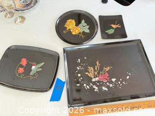 MaxSold Auction: Couroc 4-Piece Lacquered Wood Trays with Mother-of-Pearl Inlay - Hollister (California, USA) SELLER MANAGED Estate Sale Online Auction - Lily Court