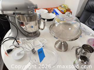 MaxSold Auction: KitchenAid Artisan Stand Mixer, KichenAid Hand Mixer, small Cake Dome +Baking accessories - Hollister (California, USA) SELLER MANAGED Estate Sale Online Auction - Lily Court