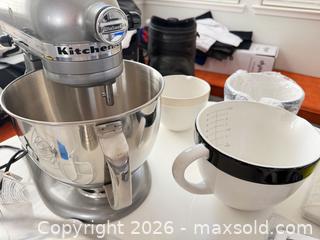 MaxSold Auction: KitchenAid Artisan Stand Mixer, KichenAid Hand Mixer, small Cake Dome +Baking accessories - Hollister (California, USA) SELLER MANAGED Estate Sale Online Auction - Lily Court