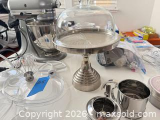 MaxSold Auction: KitchenAid Artisan Stand Mixer, KichenAid Hand Mixer, small Cake Dome +Baking accessories - Hollister (California, USA) SELLER MANAGED Estate Sale Online Auction - Lily Court
