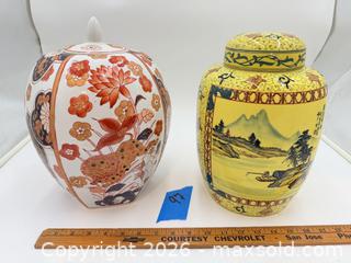 MaxSold Auction: Pair of Porcelain Ginger Jars, Hand-Painted Imari/Famille Jaune - Hollister (California, USA) SELLER MANAGED Estate Sale Online Auction - Lily Court