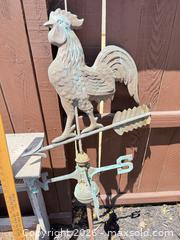 MaxSold Auction: Rooster Arrow Weathervane with Pole and Attached Wooden Planter - Hollister (California, USA) SELLER MANAGED Estate Sale Online Auction - Lily Court