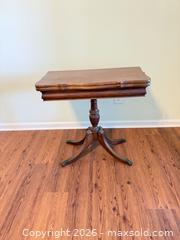 MaxSold Auction: Antique-Style Dark Brown Solid Wood Pedestal Side Table - Raleigh (North Carolina, USA) PARTNER MANAGED Downsizing Online Auction - Cathedral Bell Road