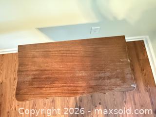 MaxSold Auction: Antique-Style Dark Brown Solid Wood Pedestal Side Table - Raleigh (North Carolina, USA) PARTNER MANAGED Downsizing Online Auction - Cathedral Bell Road