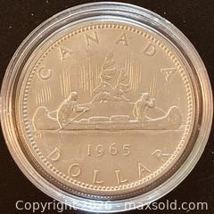 MaxSold Auction: 1965 Cdn. Silver Queen Elizabeth II One Dollar  - Newmarket (Ontario, Canada) PARTNER MANAGED Reseller Online Auction - Walter Avenue