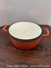 MaxSold Auction: Lagostina 5-6 Qt Enameled Cast Iron Dutch Oven, Orange - Calgary (Alberta, Canada) SELLER MANAGED Downsizing Online Auction -  Rundleville Drive Ne