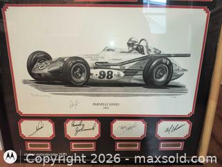 MaxSold Auction: Limited Edition Framed Indy Car Print with Multiple Driver Signatures Mario Andretti. - South Frontenac (Ontario, Canada) SELLER MANAGED Moving Online Auction - Battersea Road