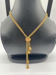 MaxSold Auction: Vintage textured gold-tone lariat slider tassel necklace - Richmond Hill (Ontario, Canada) SELLER MANAGED Downsizing Online Auction - Townwood Drive
