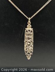 MaxSold Auction: vintage Yemenite filigree sterling silver Mezuzah scroll holder pendant necklace - Richmond Hill (Ontario, Canada) SELLER MANAGED Downsizing Online Auction - Townwood Drive