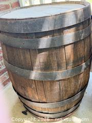 MaxSold Auction: Large Wooden Barrel with Metal Hoops - Longmont (Colorado, USA) SELLER MANAGED Downsizing Online Auction - Trail Ridge Road
