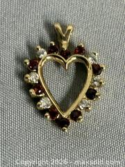 MaxSold Auction: 14K GOLD Heart Pendant with DIAMONDS and GARNETS - Marked  - Toronto (Ontario, Canada) PARTNER MANAGED Reseller Online Auction - Chesswood Drive