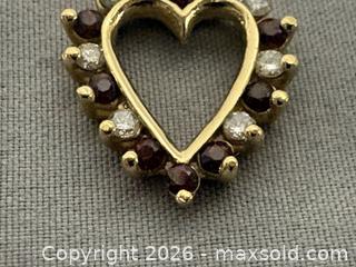 MaxSold Auction: 14K GOLD Heart Pendant with DIAMONDS and GARNETS - Marked  - Toronto (Ontario, Canada) PARTNER MANAGED Reseller Online Auction - Chesswood Drive