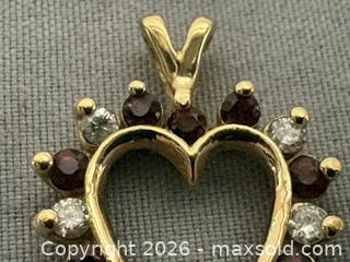 MaxSold Auction: 14K GOLD Heart Pendant with DIAMONDS and GARNETS - Marked  - Toronto (Ontario, Canada) PARTNER MANAGED Reseller Online Auction - Chesswood Drive