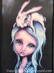 MaxSold Auction: Angelina Wrona, Framed Acrylic Pop Surrealism Portrait, Signed, Large - Ottawa (Ontario, Canada) SELLER MANAGED Moving Online Auction - Madaket Private