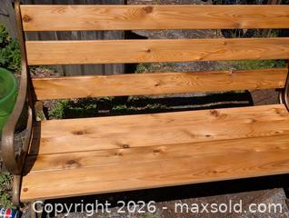 MaxSold Auction: ANTIQUE CAST IRON & RED CEDAR GARDEN BENCH - Loyalist (Ontario, Canada) SELLER MANAGED Downsizing Online Auction - Main Street Bath